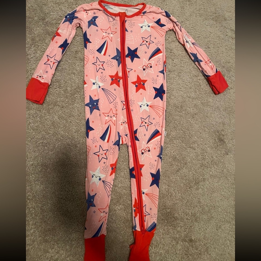 Little Sleepies Pink and Red Starry Kids One Piece